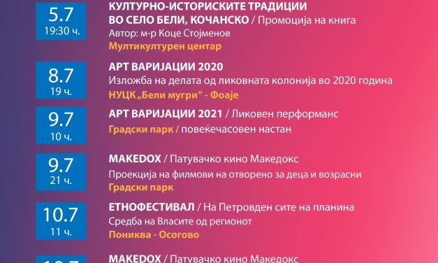 Концерти, изложби, промоции – почнува летната културна програма во Кочани