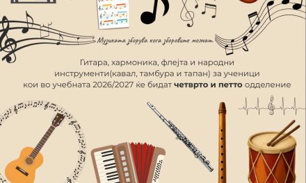 Основното музичко училиште „Ристо Јуруков“ запишува ученици за учебната 2026/2027 година